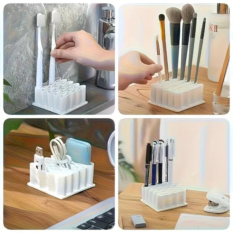 32-Compartment Vertical Storage Rack Organizer | Black & White Storage Rack Organizer QXL