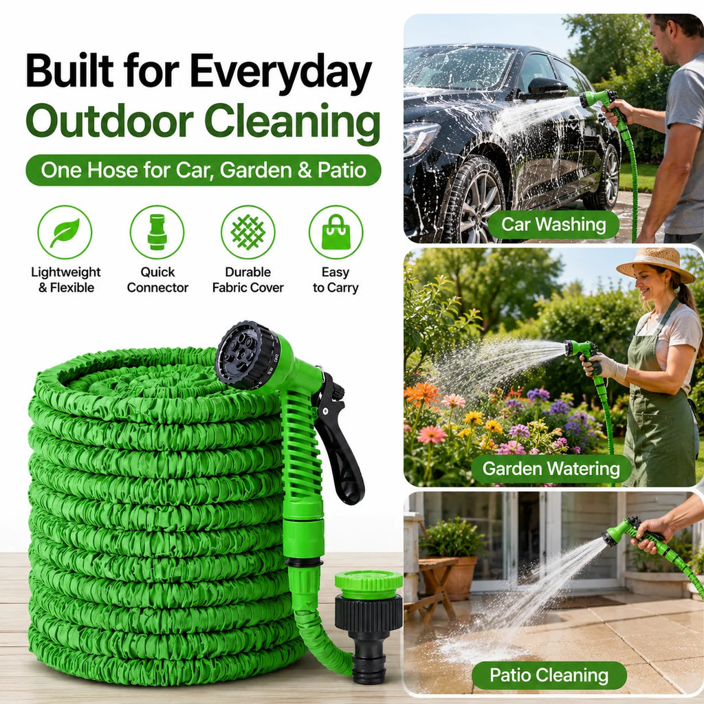 Retractable Expandable Garden Hose & 7-Mode Spray Gun Expandable Garden Hose QXL