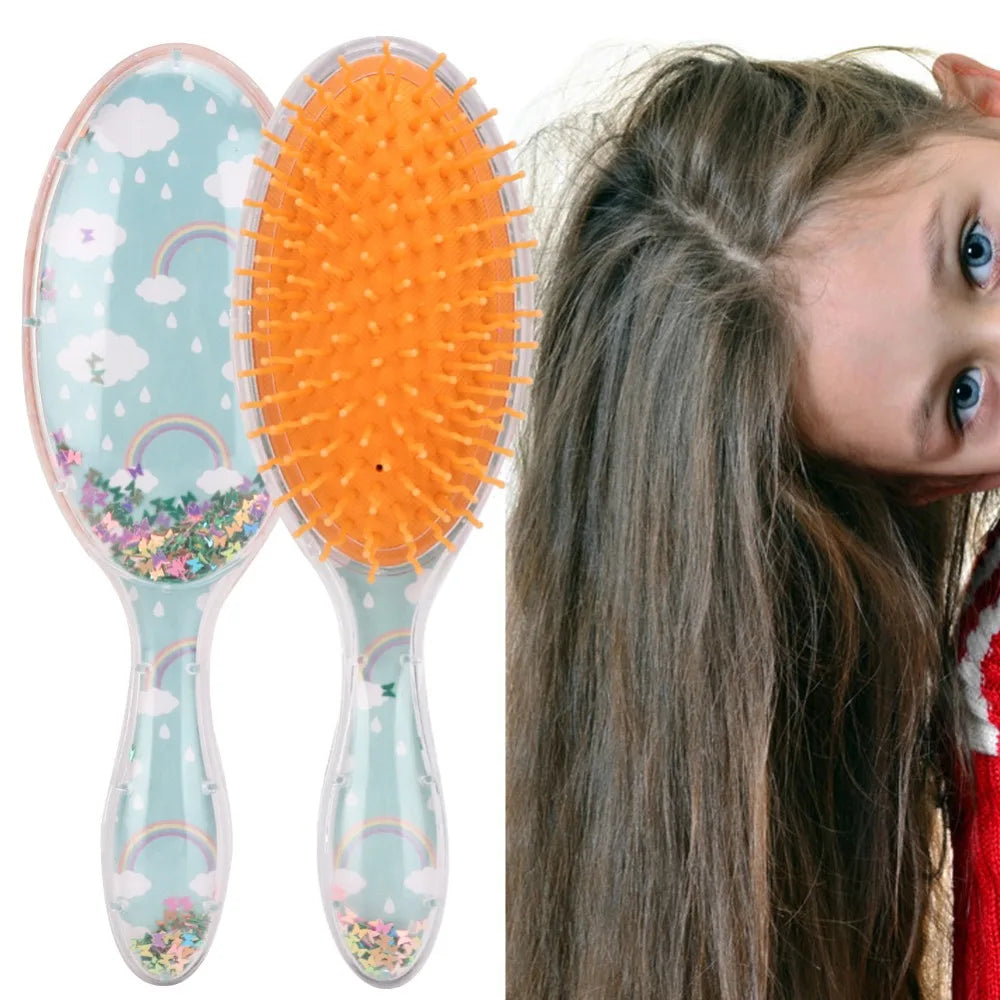 Air Cushion Hair Comb | Anti-Static Rainbow Glitter Cartoon Air Cushion Hair Comb QXL
