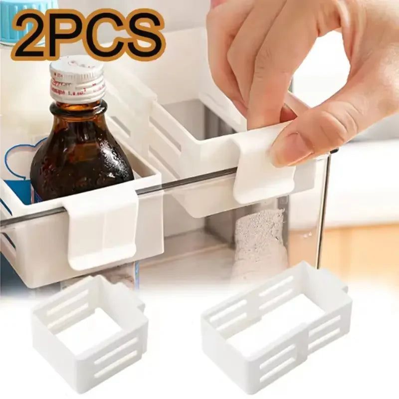 2-Pack Adjustable Fridge Door Bins | Secure-Clasp Organizer Fridge Door Organizer QXL