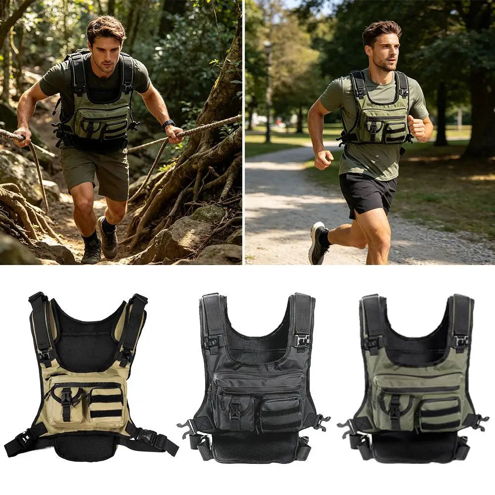 Men's Tactical Chest Pack | Waterproof Running Vest Bag Tactical Chest Pack QXL
