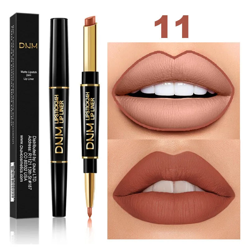 2-in-1 Matte Lipstick & Lip Liner Pencil | Waterproof Pigment Lip Liner Pencil QXL 11