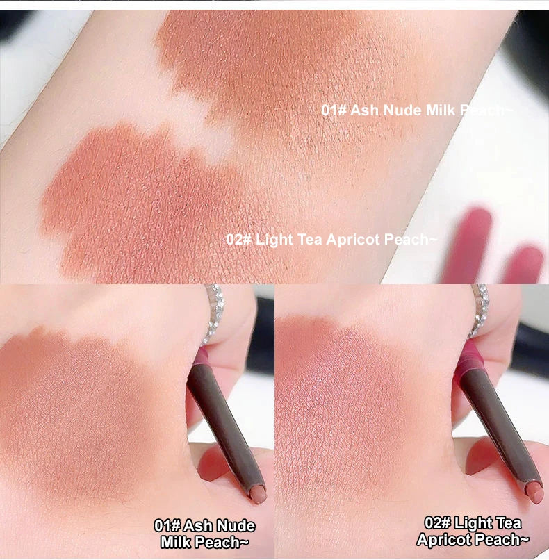 Double-Ended Matte Lip Liner Pencil with Brush | Nude & Pink Lip Liner Pencil QXL