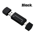 2-in-1 USB-C & Micro USB SD/TF Card Reader – USB 2.0 Memory Card Reader QXL black