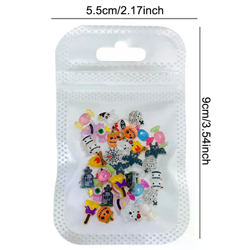 30-Pc Halloween 3D Resin Nail Charms | Pumpkin Ghost Kawaii Nail Art Charms QXL