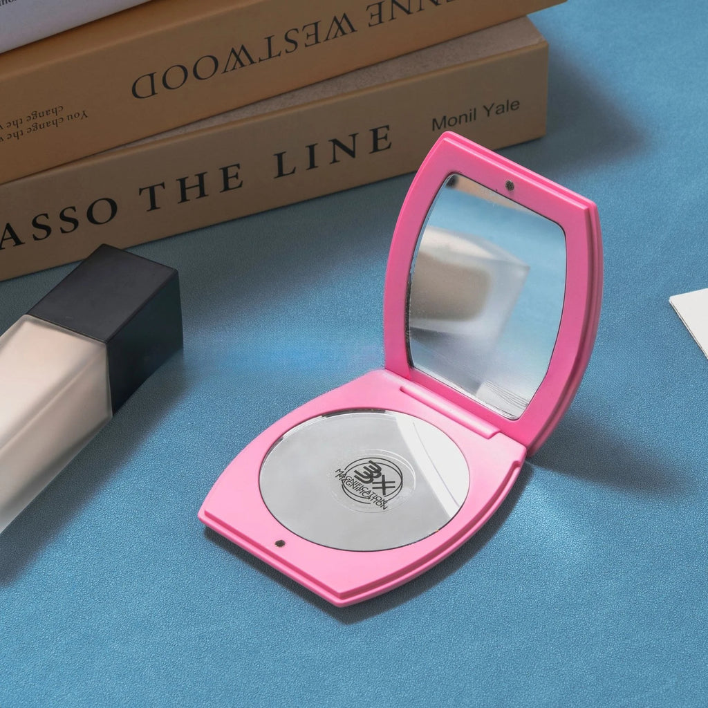 Portable Folding Double-Sided Makeup Mirror | 3X Magnification Compact Makeup Mirror QXL
