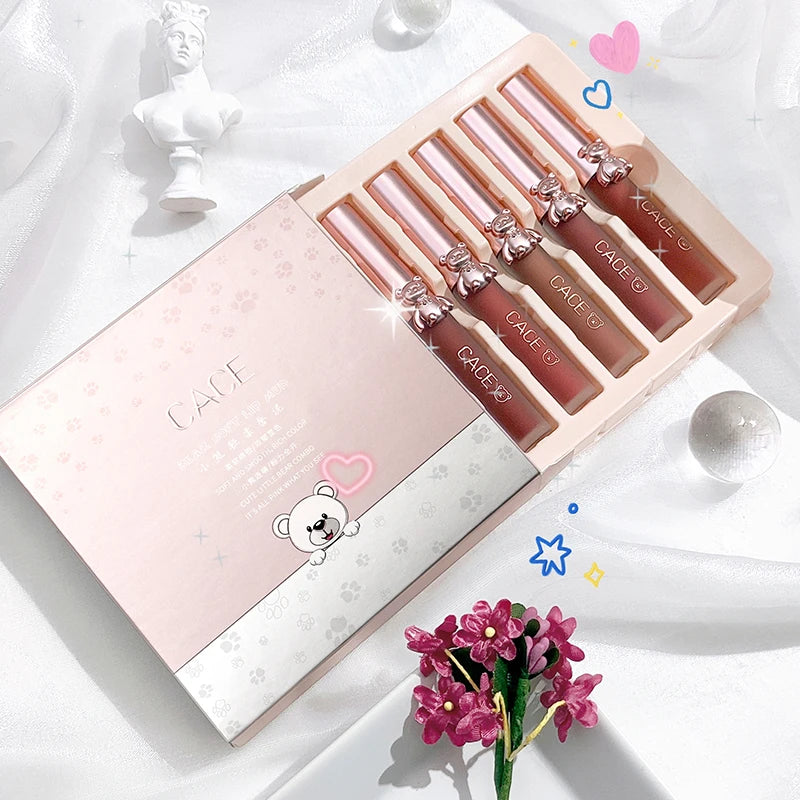 CACE 5-Color Matte Liquid Lipstick Set | Velvet Lip Gloss Kit Liquid Lipstick Set QXL Makeup Sets
