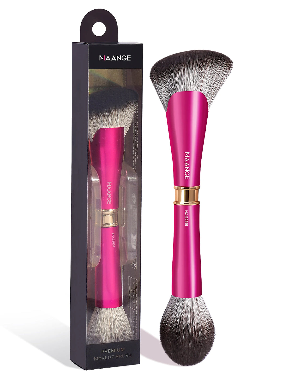 MAANGE Double-Ended Fan & Round Makeup Brush | Vegan Dual-Ended Makeup Brush QXL MAANGE pink