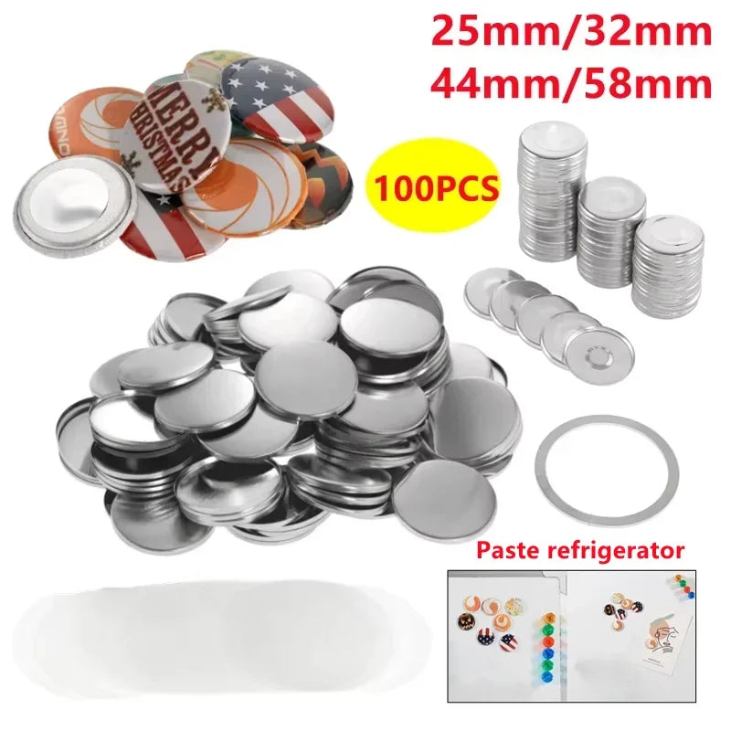 100-Pc DIY Fridge Magnet Button Parts | Badge Maker Supplies Badge Maker Parts QXL