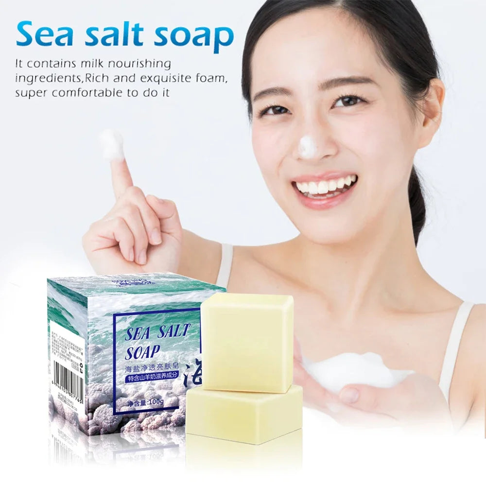 Sea Salt & Goat Milk Moisturizing Soap Bar with Foaming Net Moisturizing Soap Bar QXL