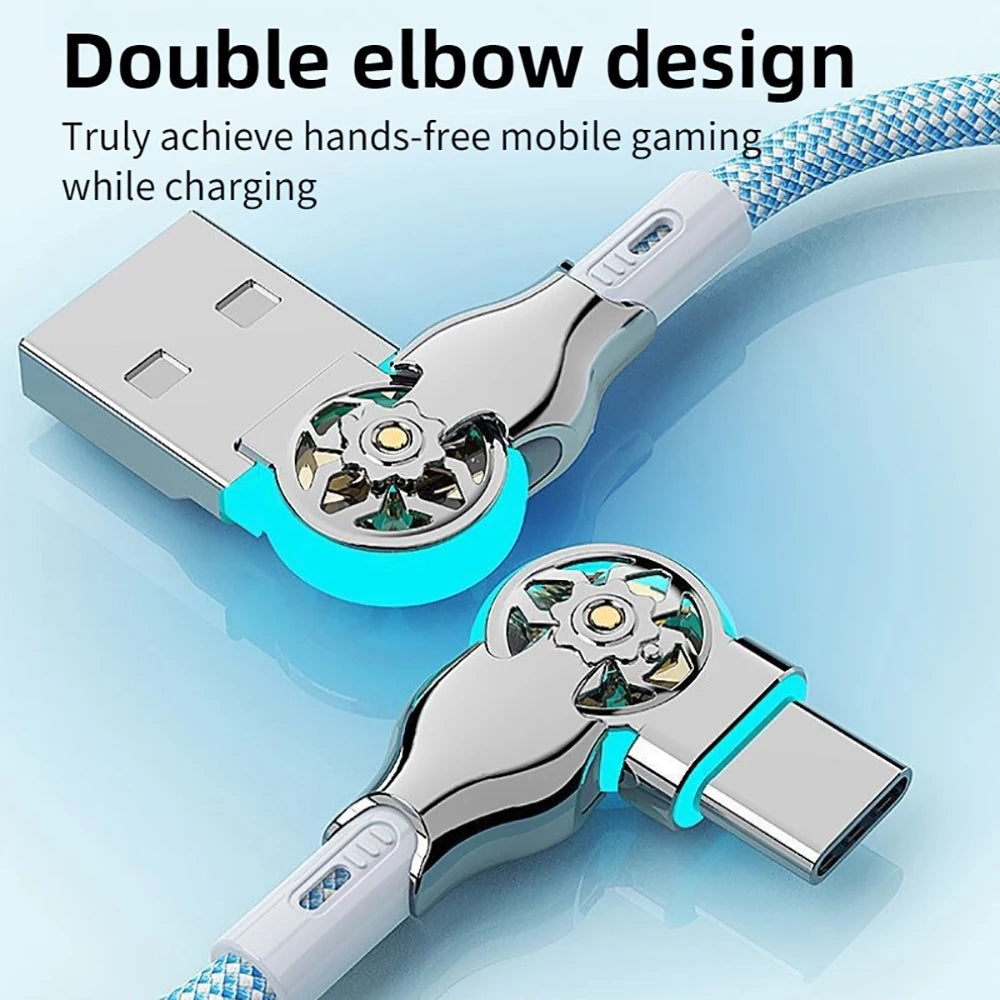 180° Rotating USB-A to USB-C Fast Charging Cable | LED & Braided USB Charging Cable QXL