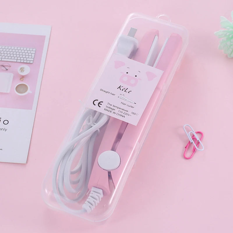3-in-1 Mini Hair Straightener & Curler | YOVIP Flat Iron Hair Styling Iron QXL 250MM pink