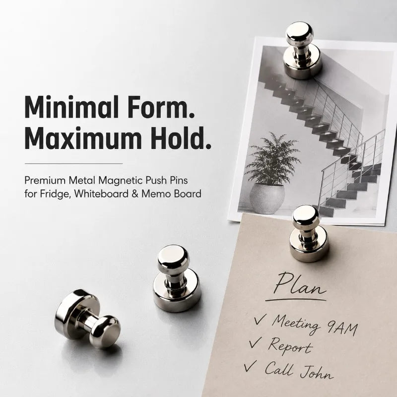 12-Pack Metal Magnetic Push Pins | Silver Board & Fridge Magnets Magnetic Push Pins QXL