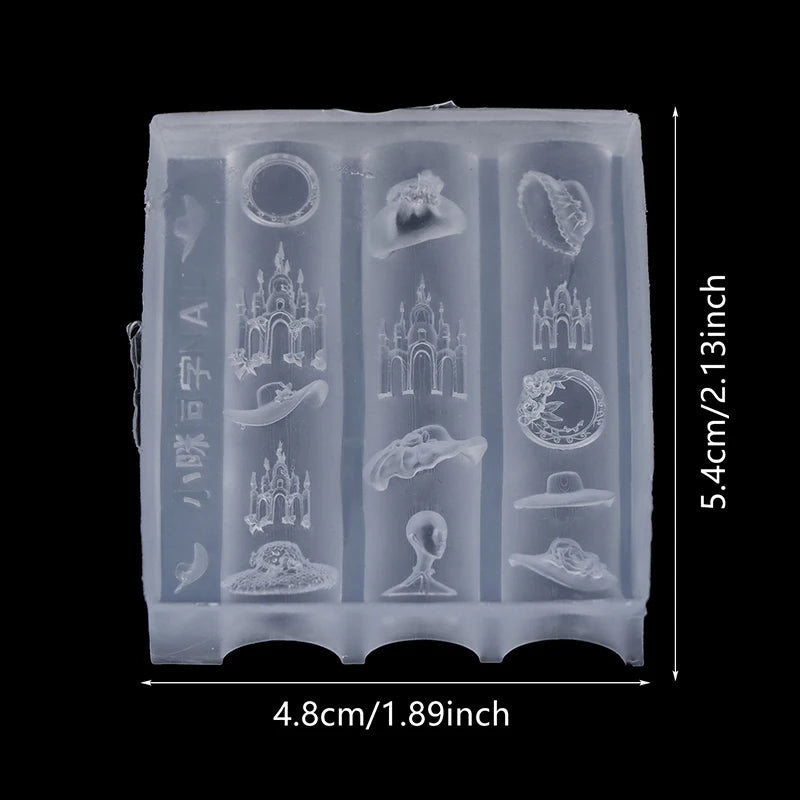 3D Silicone Nail Art Mold | Swan Castle Straw Hat DIY Templates Nail Art Mold QXL