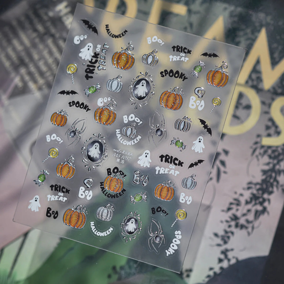 Halloween 5D Nail Stickers | Ghost Bat Jack-o-Lantern Decals Nail Art Stickers QXL