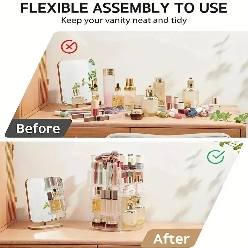 360° Rotating Acrylic Makeup Organizer | Multi-Layer Storage Makeup Organizer QXL