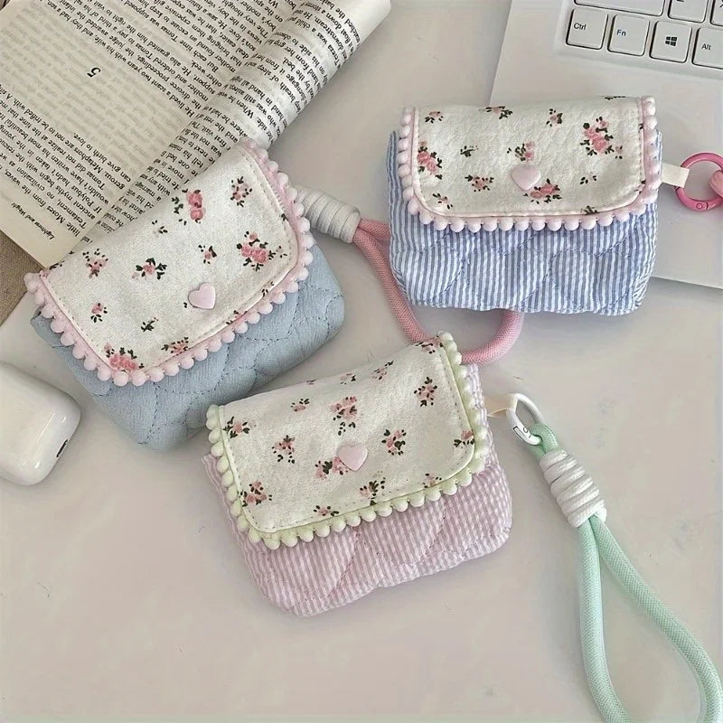 Floral Cotton Travel Pouch | Coin Purse & Cosmetic Organizer Travel Pouch QXL