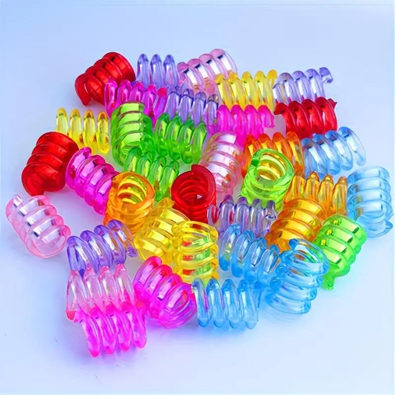 100-Pack Colorful Transparent Hair Beads | Large Hole Braiding Hair Braiding Beads QXL
