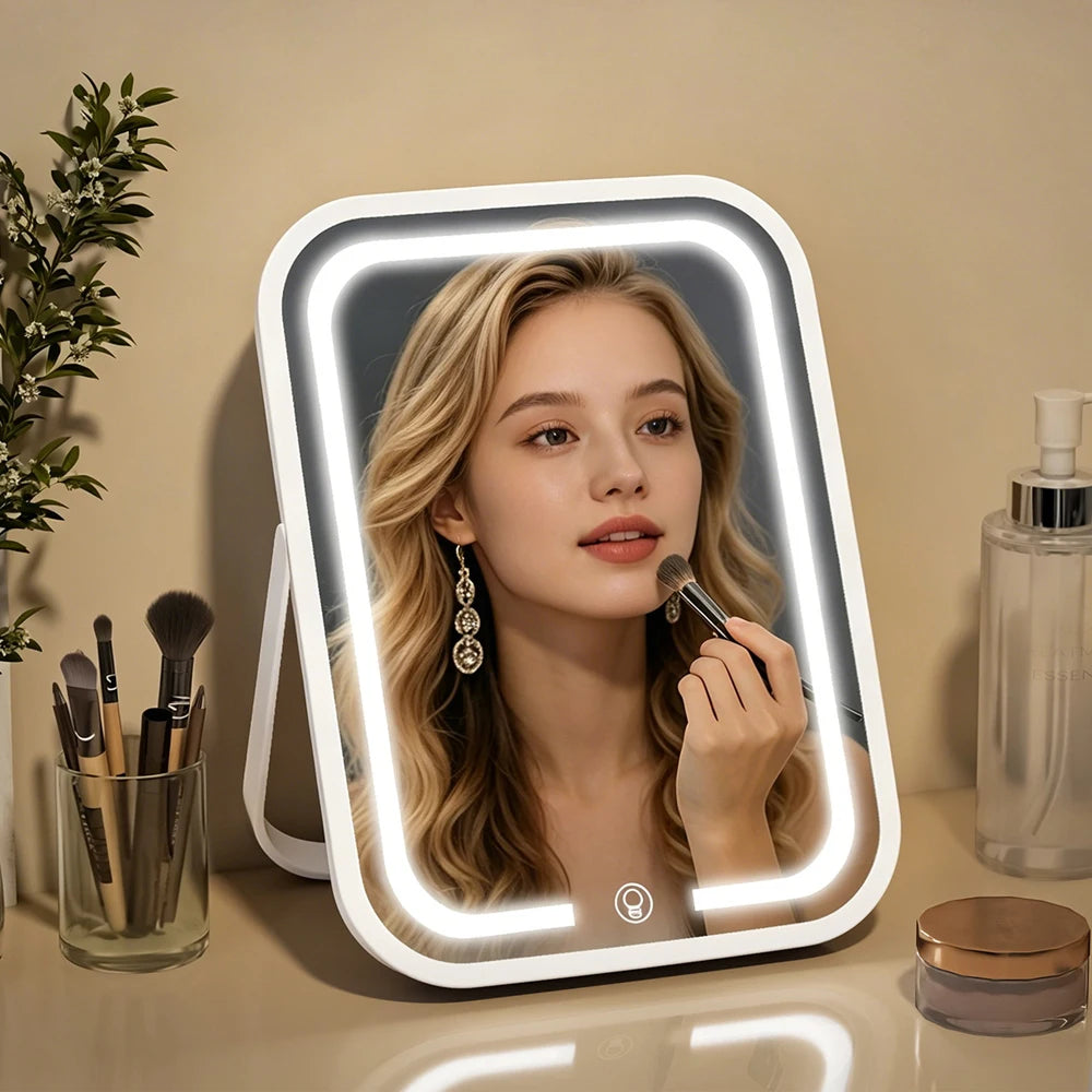 Portable LED Vanity Mirror Dimmable Touch Screen | Travel Mirror LED Makeup Mirror QXL