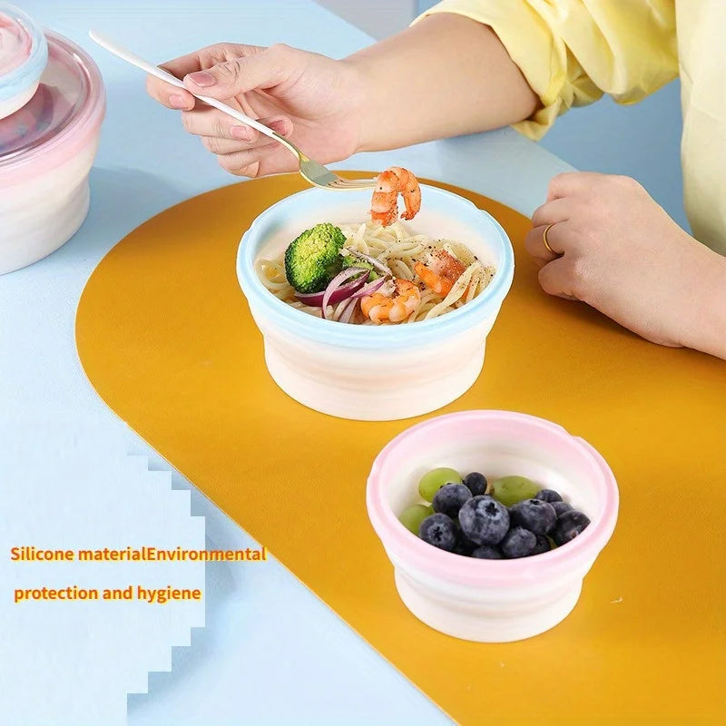 Collapsible Silicone Lunch Box | Microwave Safe Bento Container Collapsible Lunch Box QXL