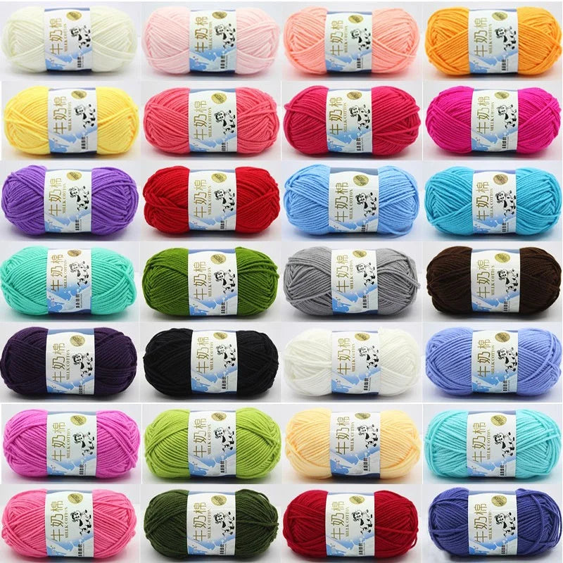 5-Strand Milk Cotton Baby Yarn 50g | Crochet & Knitting Thread Craft Yarn QXL