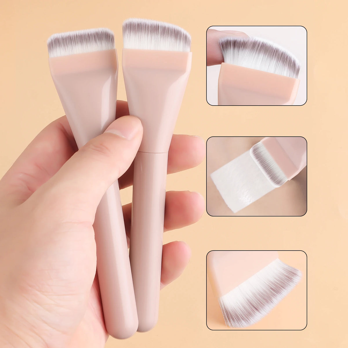5-Pc Foundation Brush & Triangle Powder Puff Set | Ronshadow Makeup Brush Set QXL