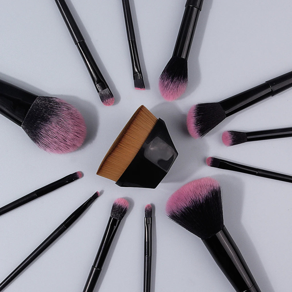 KOSSHOW 13-Pc Black Makeup Brush Set with Box | Full-Face & Eye Makeup Brush Set QXL