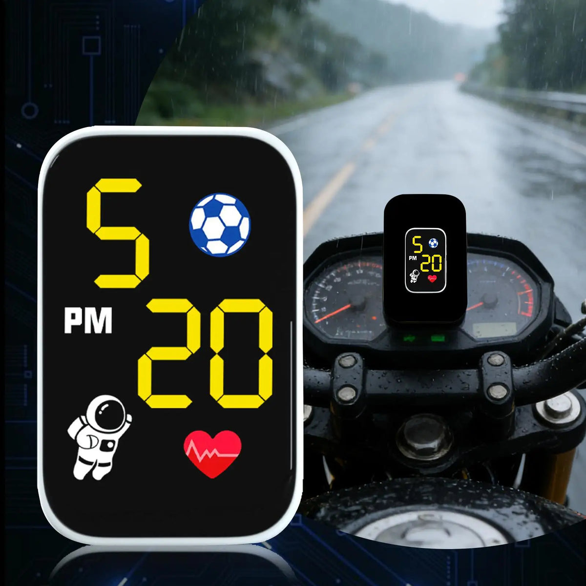 Waterproof Mini Motorcycle Dashboard Clock with LED Light Motorcycle Dashboard Clock QXL