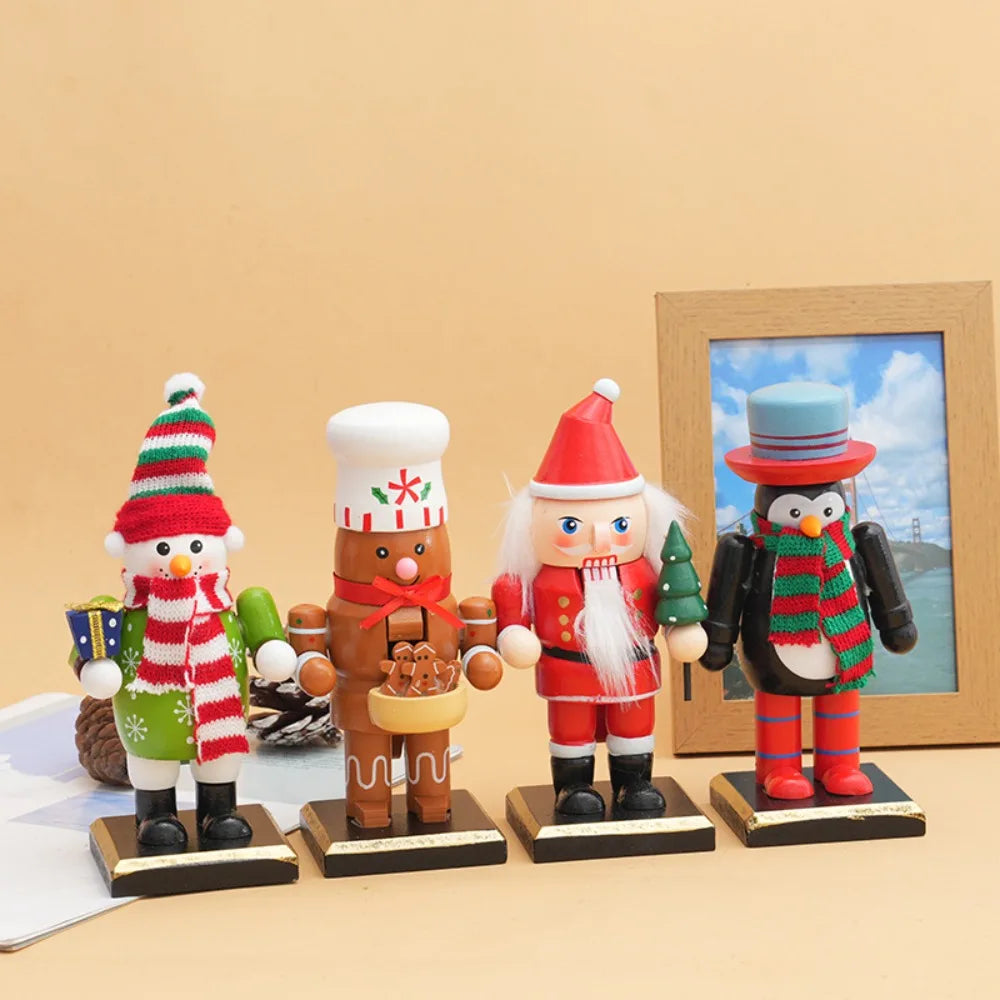 4-Pack Wooden Nutcracker Soldier Figurines – Christmas Décor Christmas Figurine Set QXL