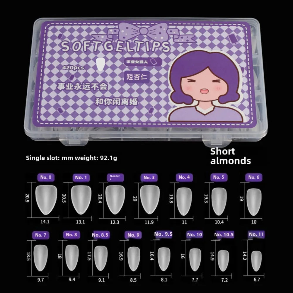 420pc Matte Ultra-Thin Almond False Nail Tips | Y2K Style False Nail Tips QXL C