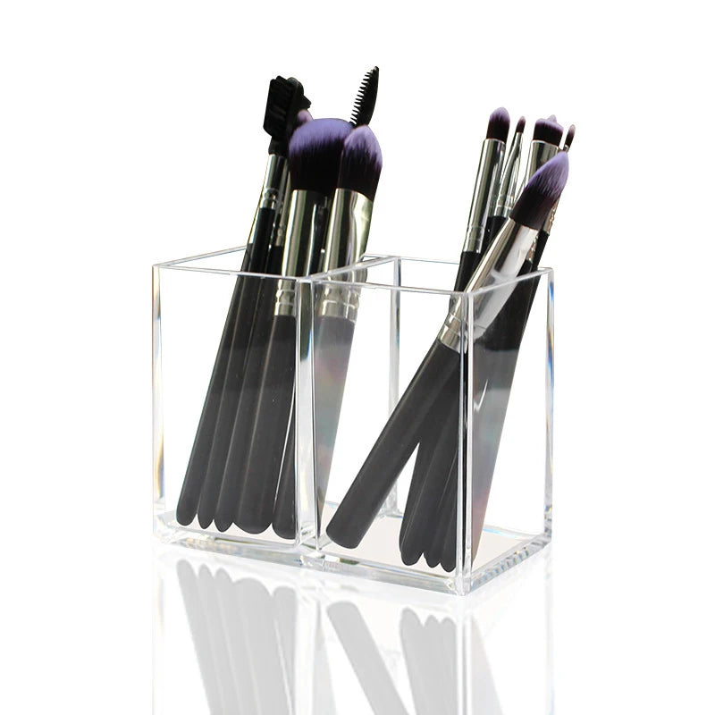 2-Grid Transparent Makeup Brush & Pencil Holder Organizer Makeup Brush Holder QXL