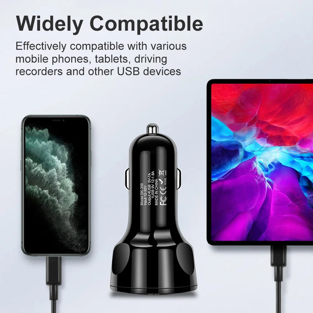 48W 4-Port USB Car Charger | Fast Charging Adapter for Phone Car USB Charger QXL