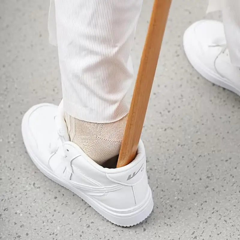 55cm Zelkova Wood Magnetic Shoe Horn | Long Handle Luxury Wooden Shoe Horn QXL