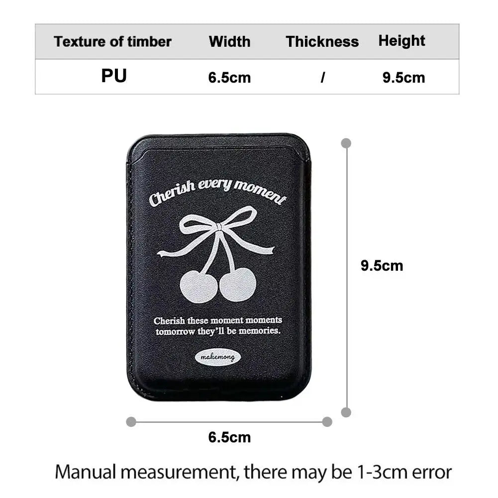 Korean Bow MagSafe Wallet – PU Leather Magnetic Card Holder Magnetic Card Wallet QXL