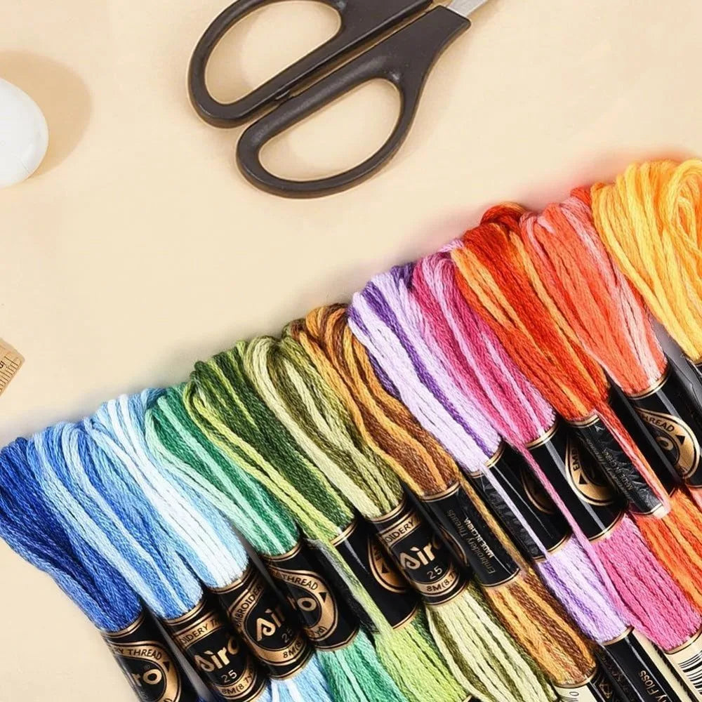 12 Skeins Rainbow Embroidery Thread | 6-Strand Gradient Floss Embroidery Thread QXL