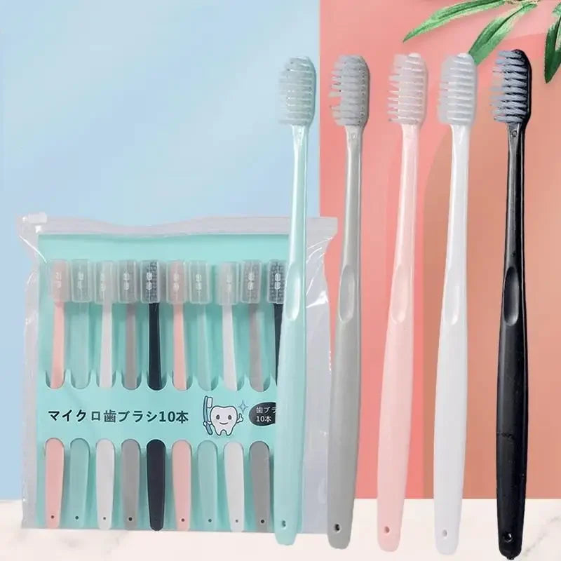 10-Pack Soft Bristle Toothbrushes | Ultrafine Deep Clean Travel Manual Toothbrush Set QXL