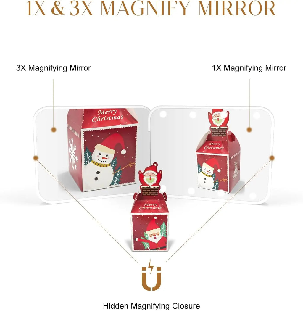 LED Pocket Makeup Mirror 1X/3X Magnification | Travel Mirror LED Makeup Mirror QXL
