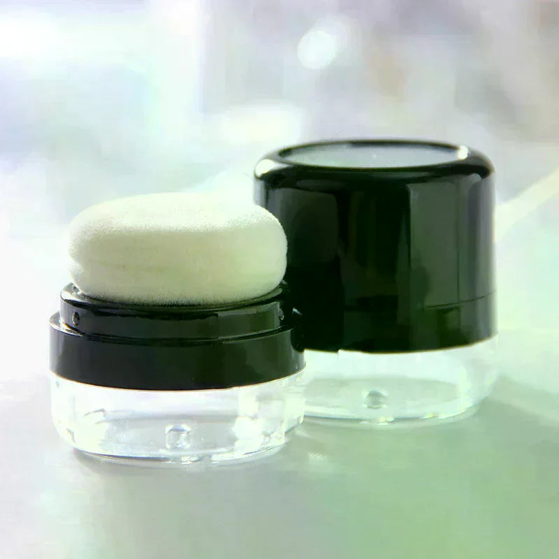 Empty Loose Powder Jar with Puff & Mirror | Travel Makeup Loose Powder Jar QXL