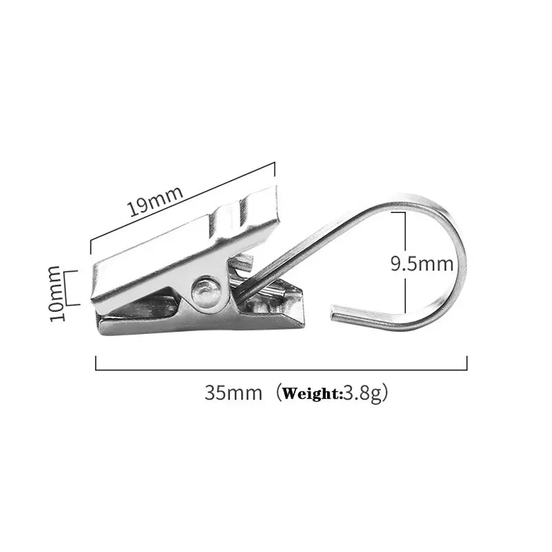 20-Pack Stainless Steel Curtain Clips with Hooks | Silver Curtain Clip Hooks QXL