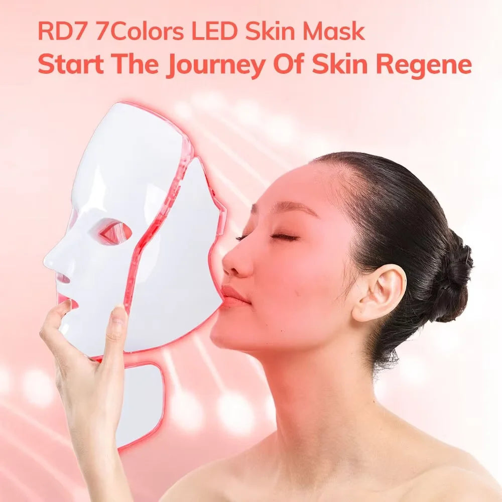 7-Color LED Light Therapy Face & Neck Mask | Skin Rejuvenation LED Therapy Face Mask QXL