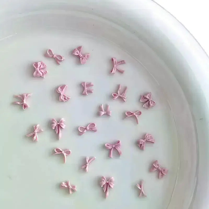 50-Pack 3D Resin Bow Nail Charms – Light Pink Kawaii Bowknot Nail Art Charms QXL