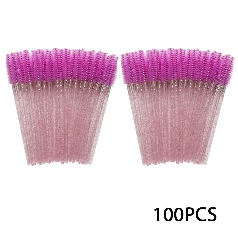 100-Pack Disposable Mascara Wands & Eyebrow Spoolie Brush Set Disposable Spoolie Brush QXL 100pcs Crystalpurple Wool Fiber