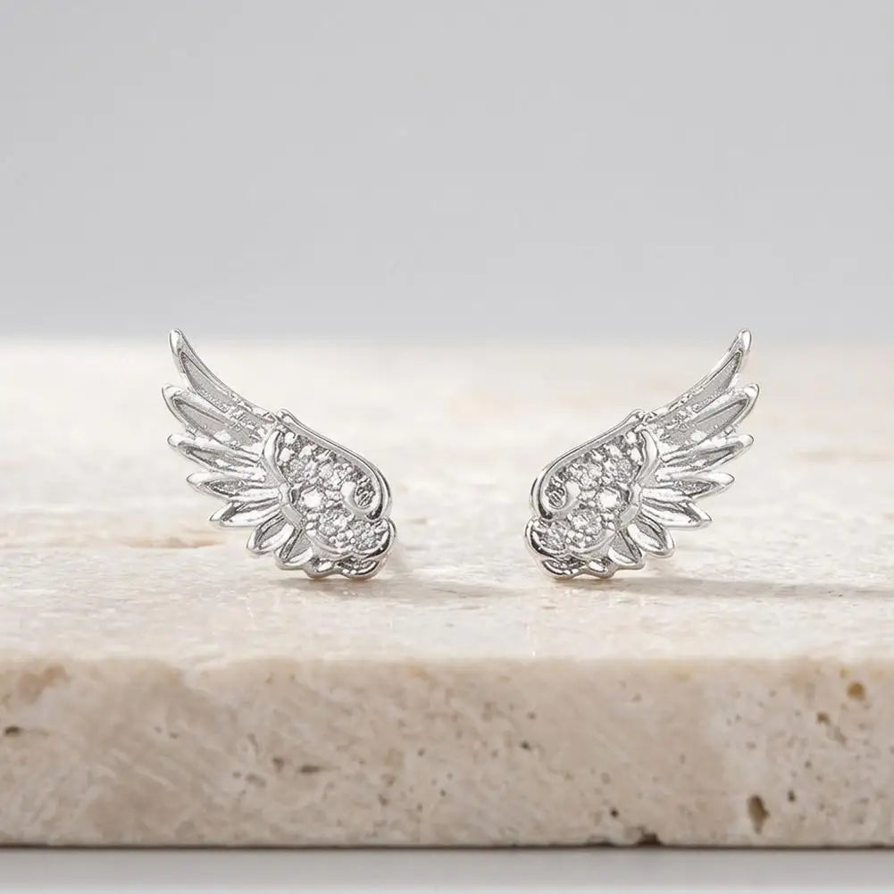 Angel Wing Rhinestone Stud Earrings | Hypoallergenic Cartilage Stud Earrings QXL