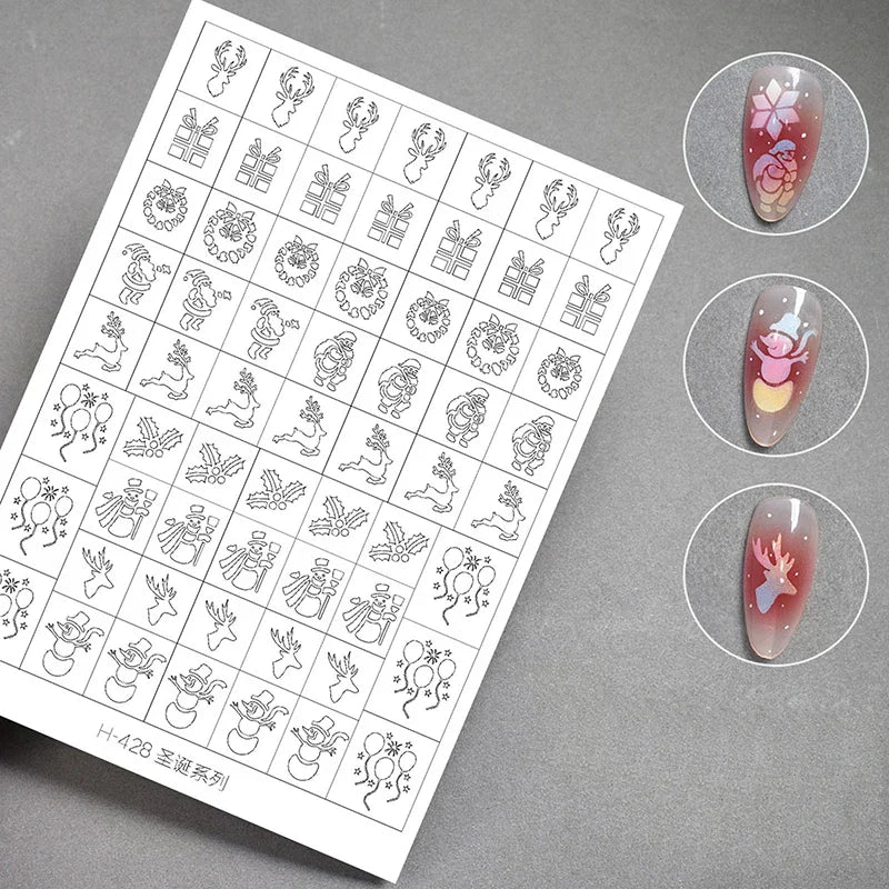 Christmas Hollow Nail Stencils | Snowflake & Tree Airbrush Tips Nail Art Stencils QXL