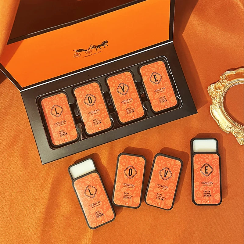 4-Piece Solid Perfume Set | Floral & Fruity Portable Fragrance Solid Perfume Set QXL
