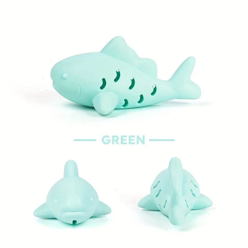 Silicone Fish Chew Toy & Treat Dispenser for Small Pets Pet Chew Toy QXL green