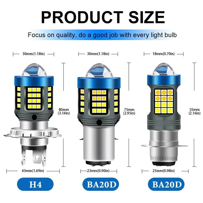 H4 BA20D H6 CSP LED Motorcycle Headlight – Dual Color Hi-Lo Motorcycle Headlight Bulb QXL