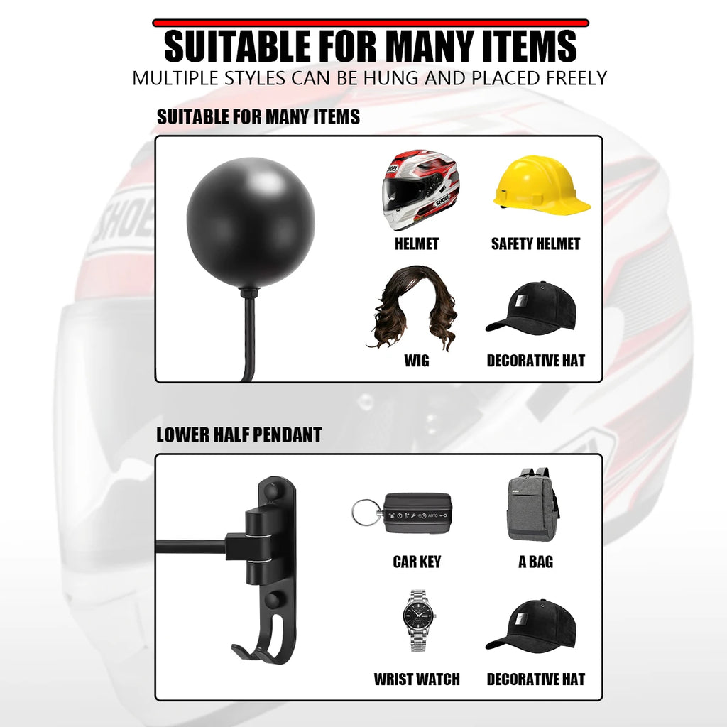 180° Rotating Wall-Mount Helmet Rack | Bike & Motorcycle Hook Wall Helmet Rack QXL