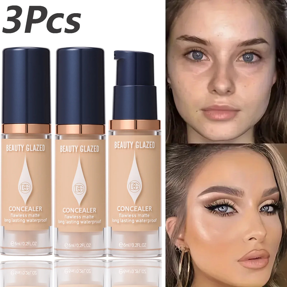 3-Pc Full Coverage Concealer Foundation Set – Waterproof Matte Concealer Foundation Set QXL