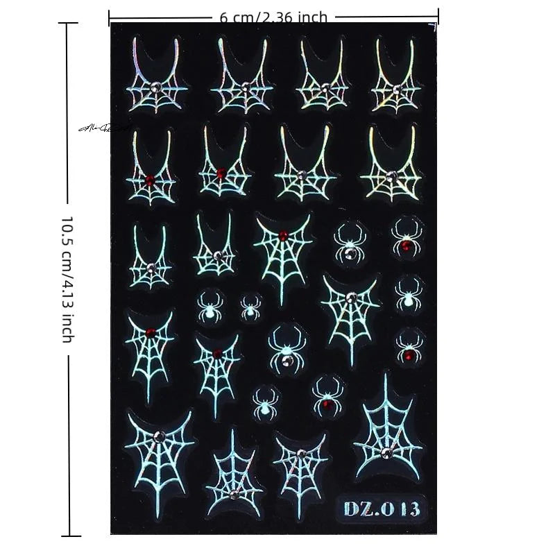Halloween Spider Nail Stickers | Spooky Slide Decals 1–4 Pack Nail Art Stickers QXL